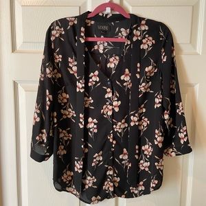 Vixbe black floral tie blouse